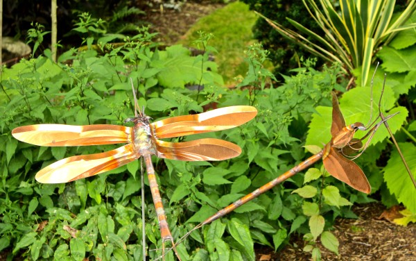 dragonfly sculpture in garden